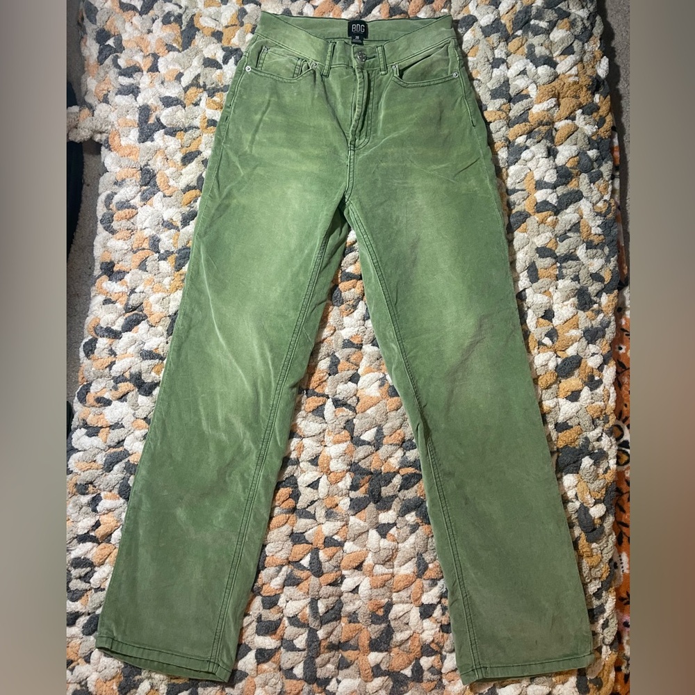 Green Low-Rise Corduroy Pants